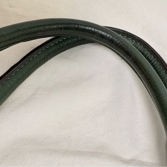 TIGNANELLO Dark Green Leather Satchel Silver Buckles Y2K - Picture 10 of 16